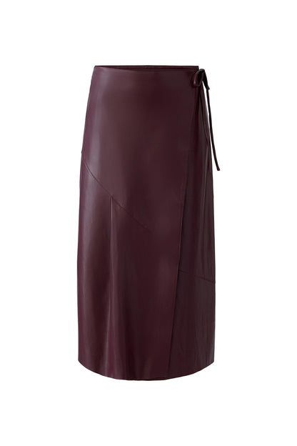 Oui Bramble Berry Leather Look Wrap Skirt