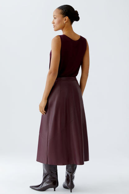 Oui Bramble Berry Leather Look Wrap Skirt