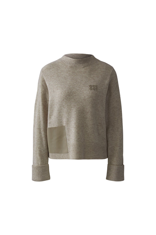 Oui Smokey Taupe Patch Pocket Knitted Jumper