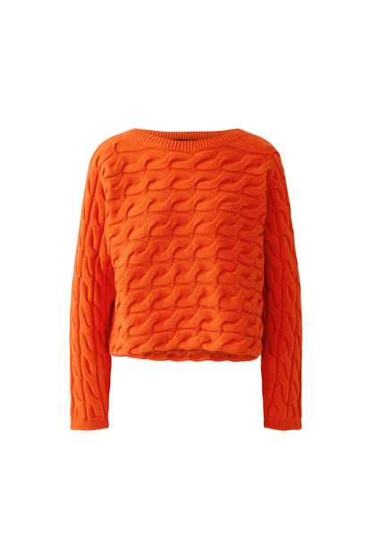 Oui SIRAH Orangeade Cable-Knit Jumper