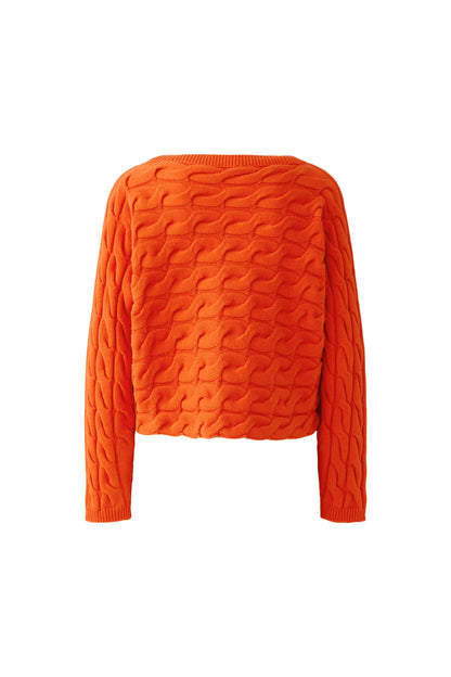 Oui SIRAH Orangeade Cable-Knit Jumper