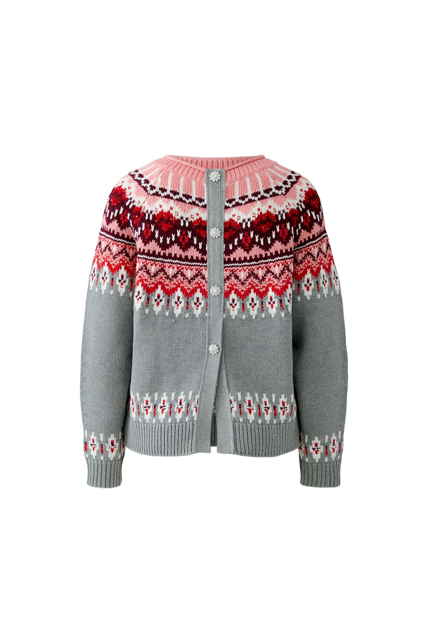 Oui Grey/Red Button Back Jumper