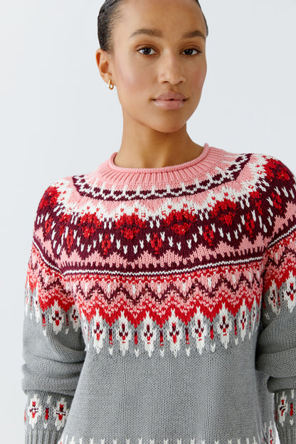 Oui Grey/Red Button Back Jumper