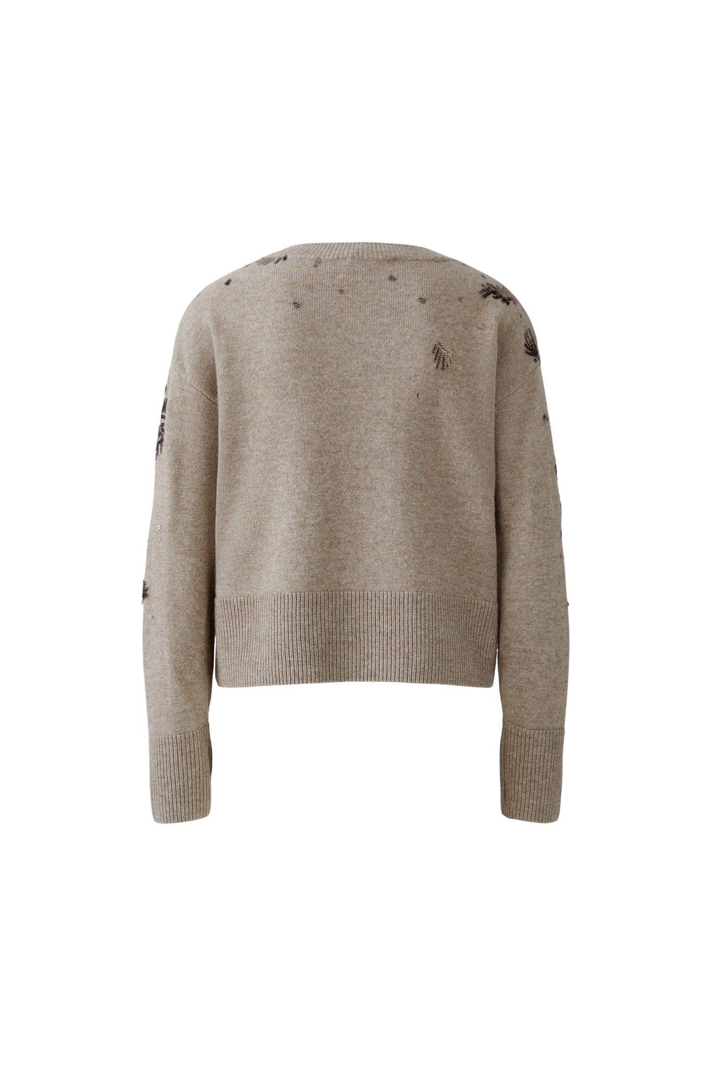 Oui Smokey Taupe Sequin Motif Jumper