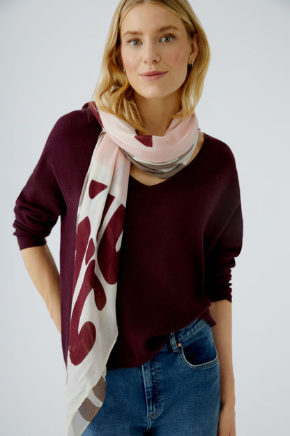 Oui Rose/Red J'aime Bonjour Print Scarf