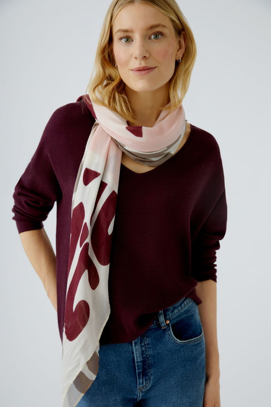 Oui Rose/Red J'aime Bonjour Print Scarf