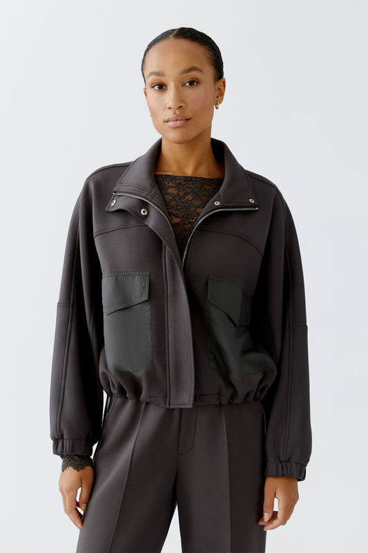 Oui Espresso Tonal Patch Pocket Jacketw
