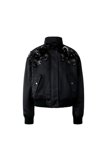 Oui Black Embellished Bomber Jacket