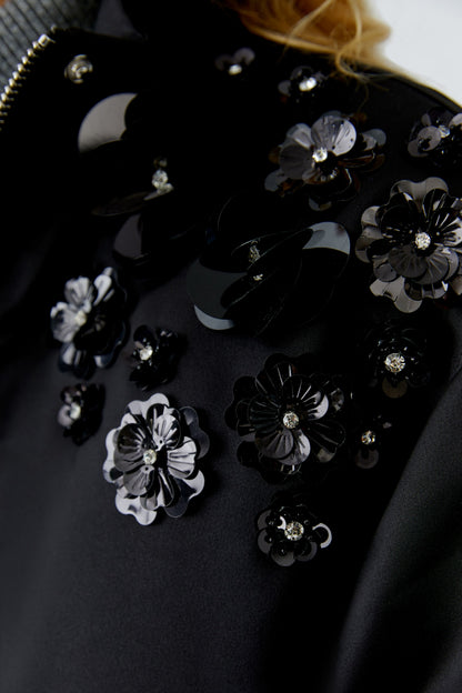 Oui Black Embellished Bomber Jacket