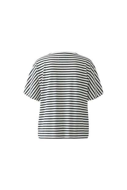 Oui White/Black Stripe T-Shirt w/Sequin Pocket