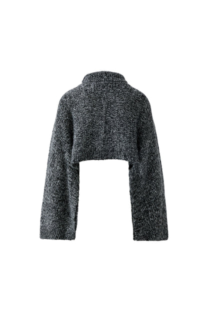 Oui Black/Off White Cropped Jumper