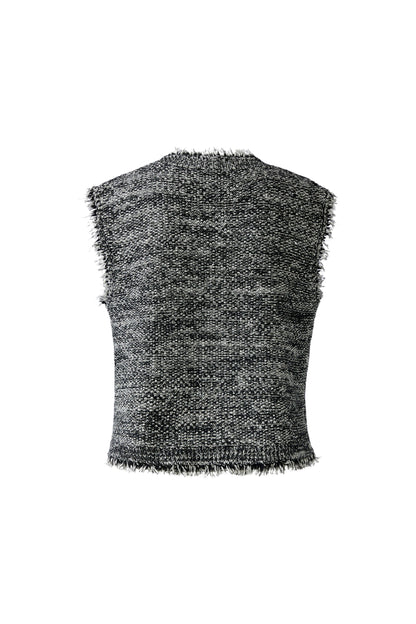 Oui Black/Grey Knitted Waistcoat