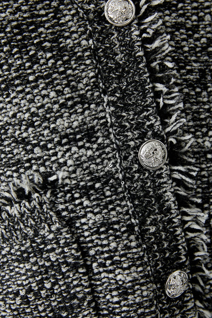 Oui Black/Grey Knitted Waistcoat