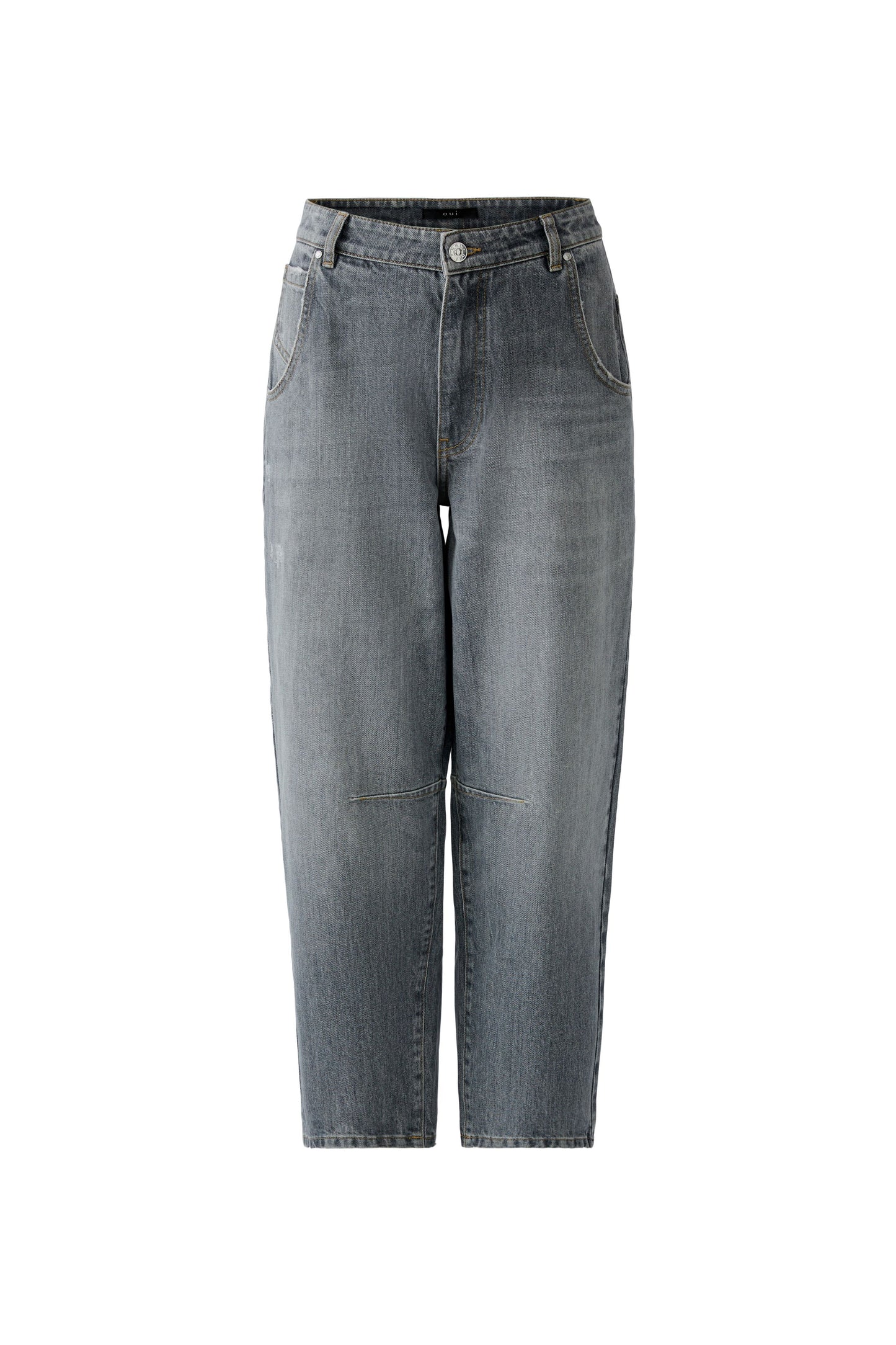 Oui Grey Melange Girlfriend Barrel Jeans