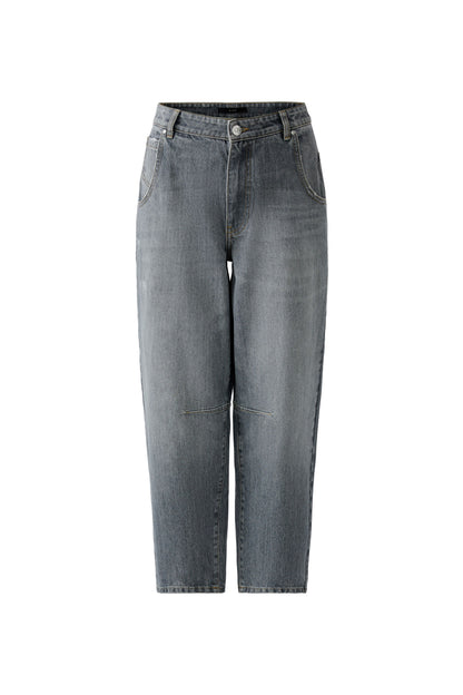 Oui Grey Melange Girlfriend Barrel Jeans