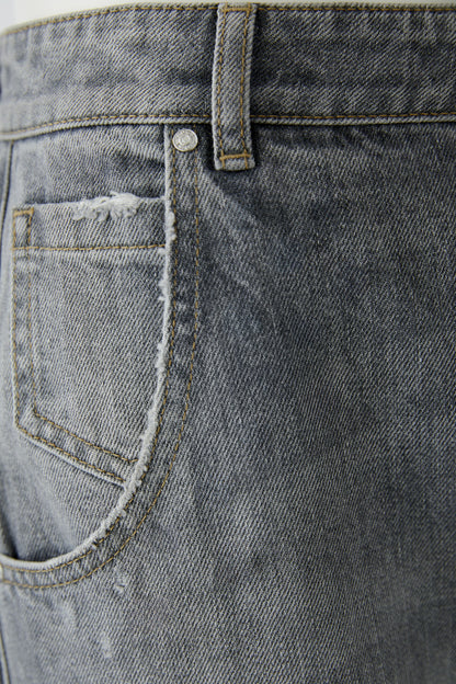 Oui Grey Melange Girlfriend Barrel Jeans