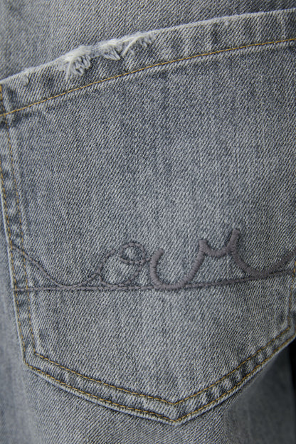 Oui Grey Melange Girlfriend Barrel Jeans