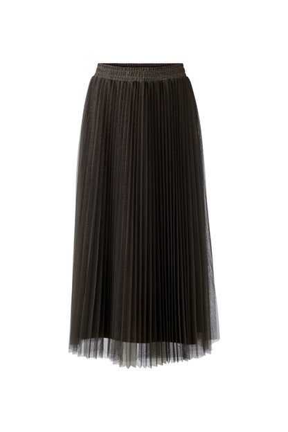 Oui Espresso Pleated Sparkle Skirt
