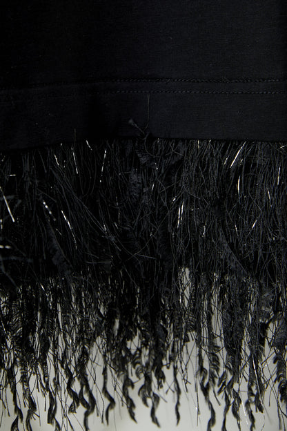 Oui Black Fringe Hem T-Shirt