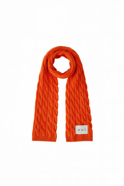 Oui Orangeade Cable Knit Scarf