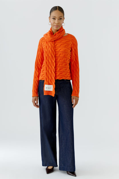 Oui Orangeade Cable Knit Scarf