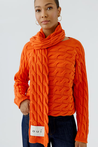 Oui Orangeade Cable Knit Scarf