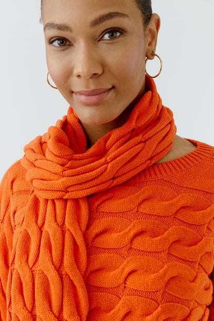 Oui Orangeade Cable Knit Scarf