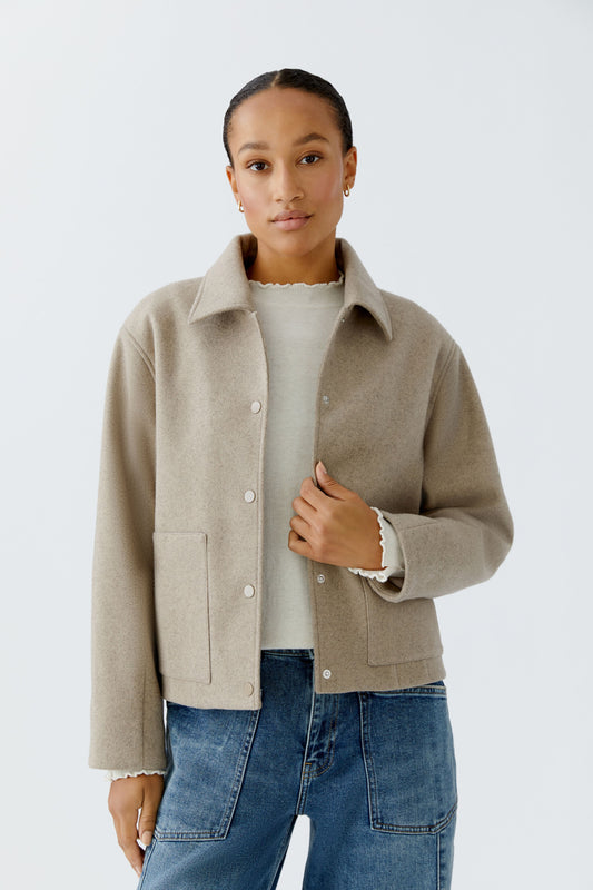 Oui Taupe Patch Pocket Jacket