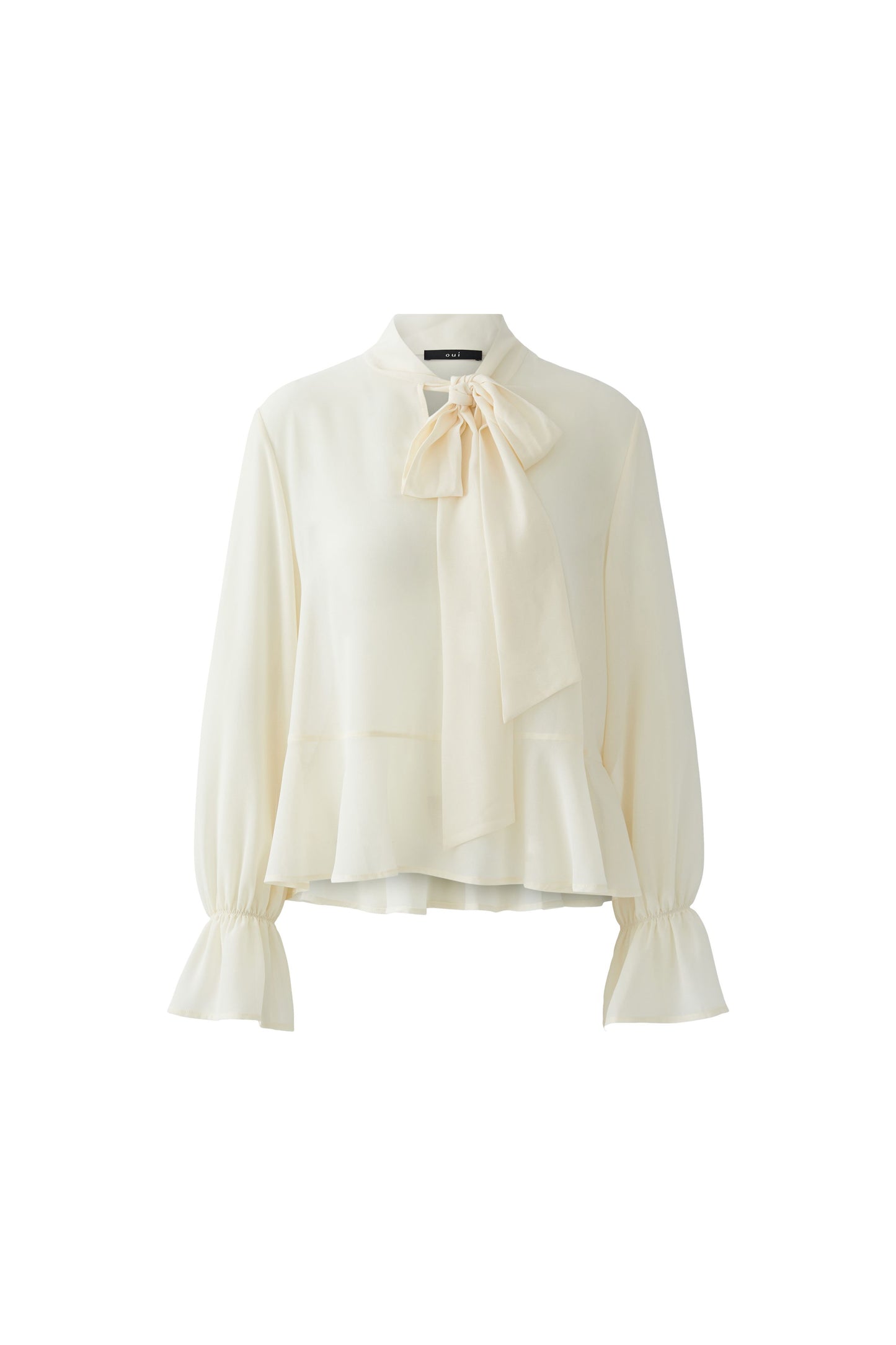 Oui Gardenia Tie Neck Blouse