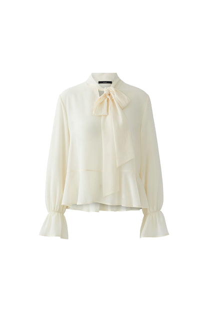 Oui Gardenia Tie Neck Blouse