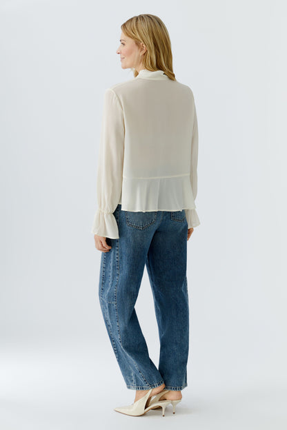 Oui Gardenia Tie Neck Blouse