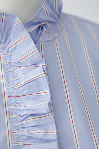 Oui Light Blue/Rose Stripe Blouse