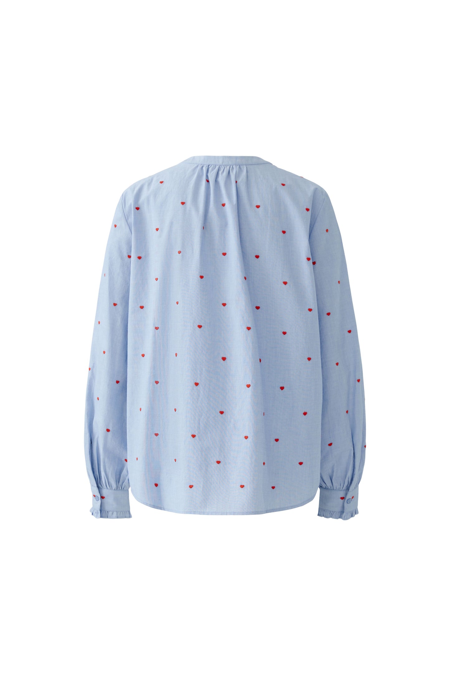 Oui Blue/Red Heart Motif Blouse