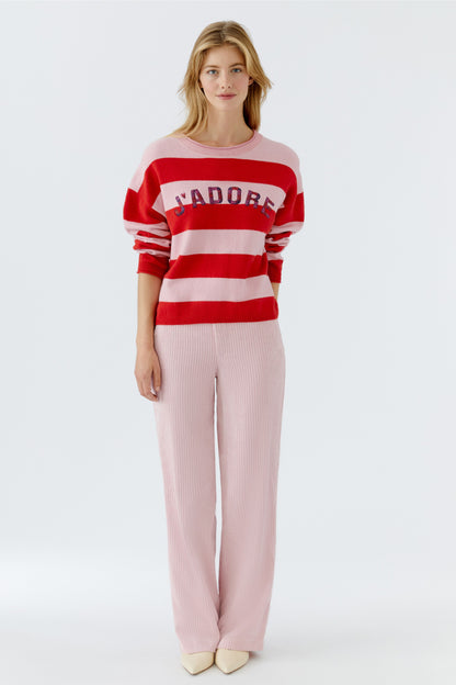 Oui Pink/Rose Stripe J'ADORE Jumper