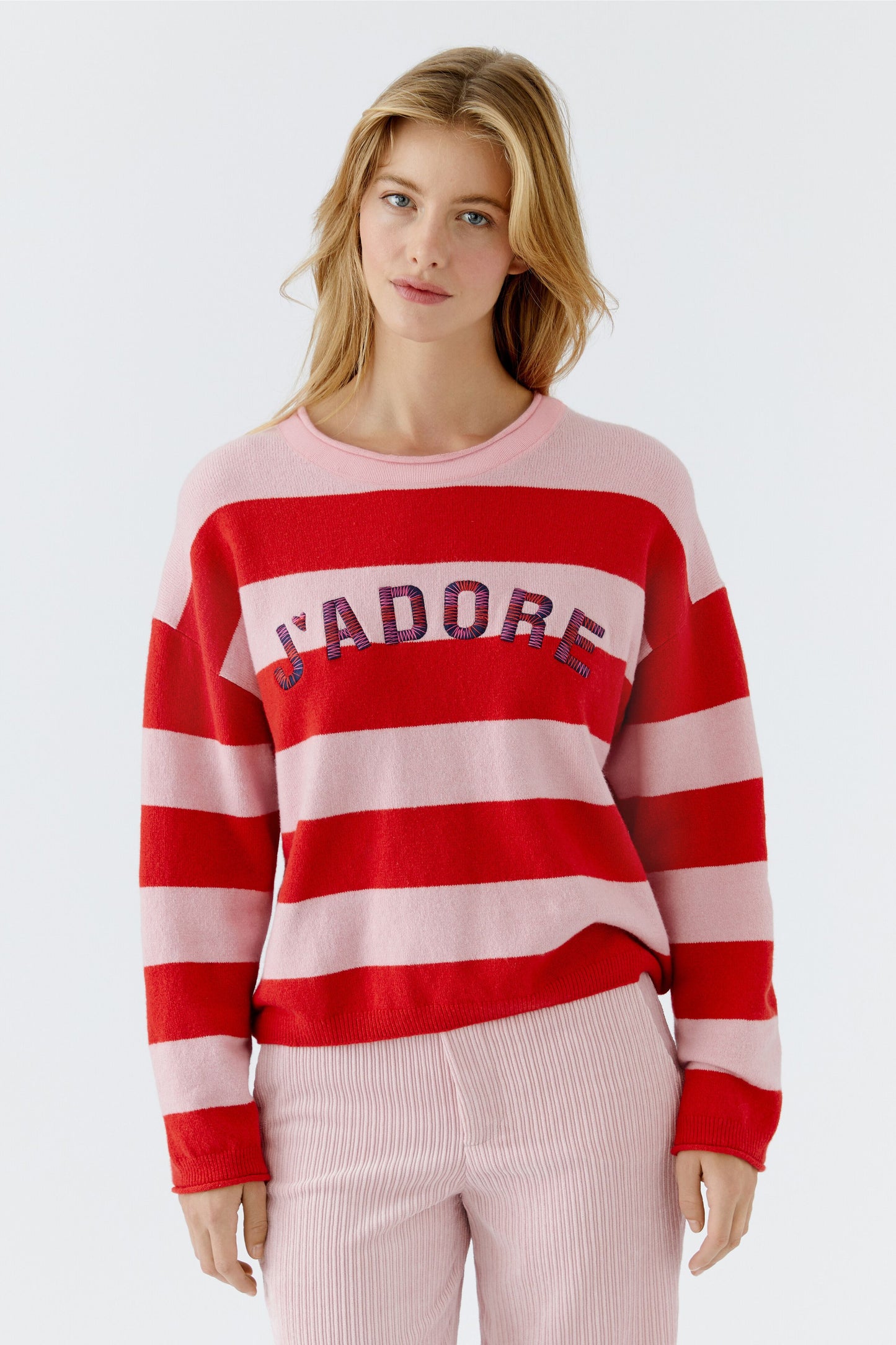 Oui Pink/Rose Stripe J'ADORE Jumper