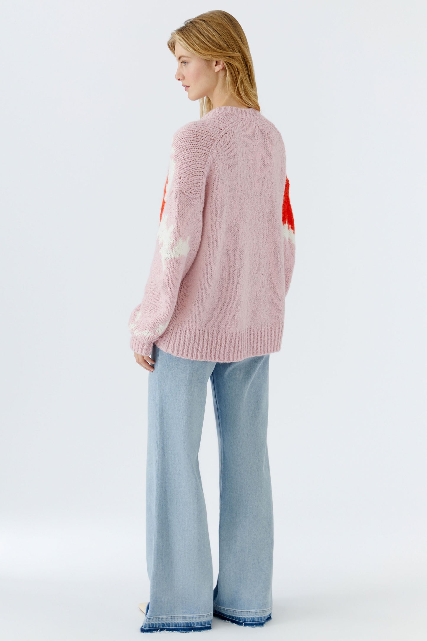 Oui Red/Rose Heart Jumper