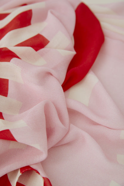 Oui Rose/Red Stripe J'ADORE Scarf