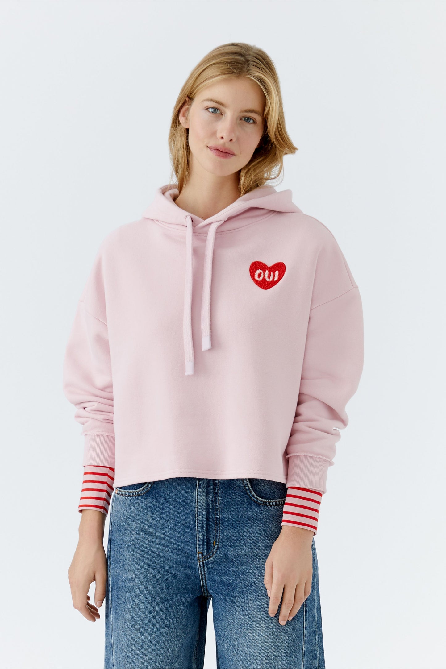 Oui Bleached Mauve/ Red Heart Hoodie