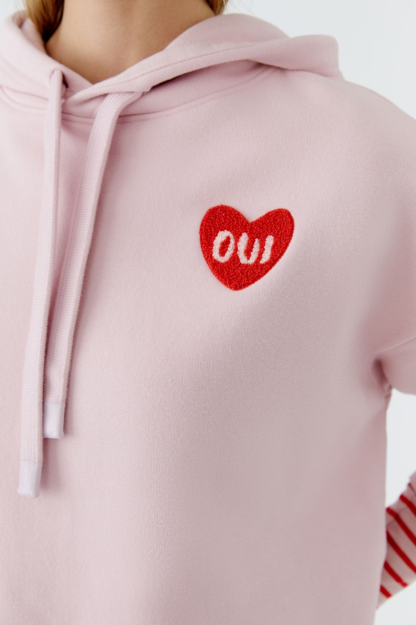 Oui Bleached Mauve/ Red Heart Hoodie