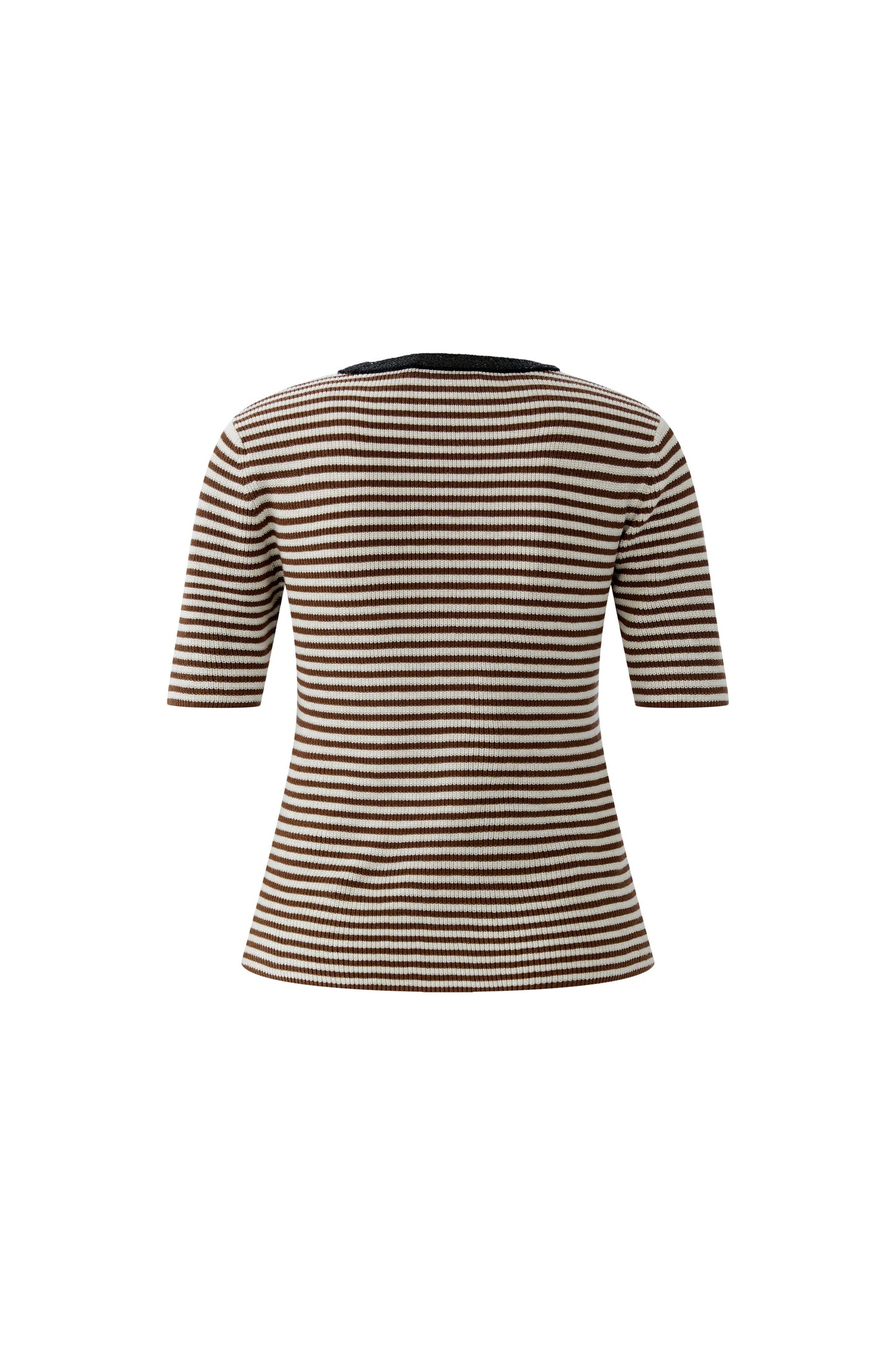 Oui Brown/White Stripe SS Jumper