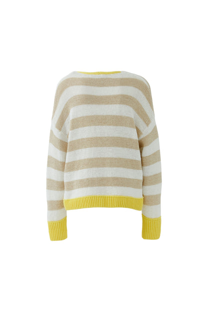 Oui White/Camel Stripe Jumper