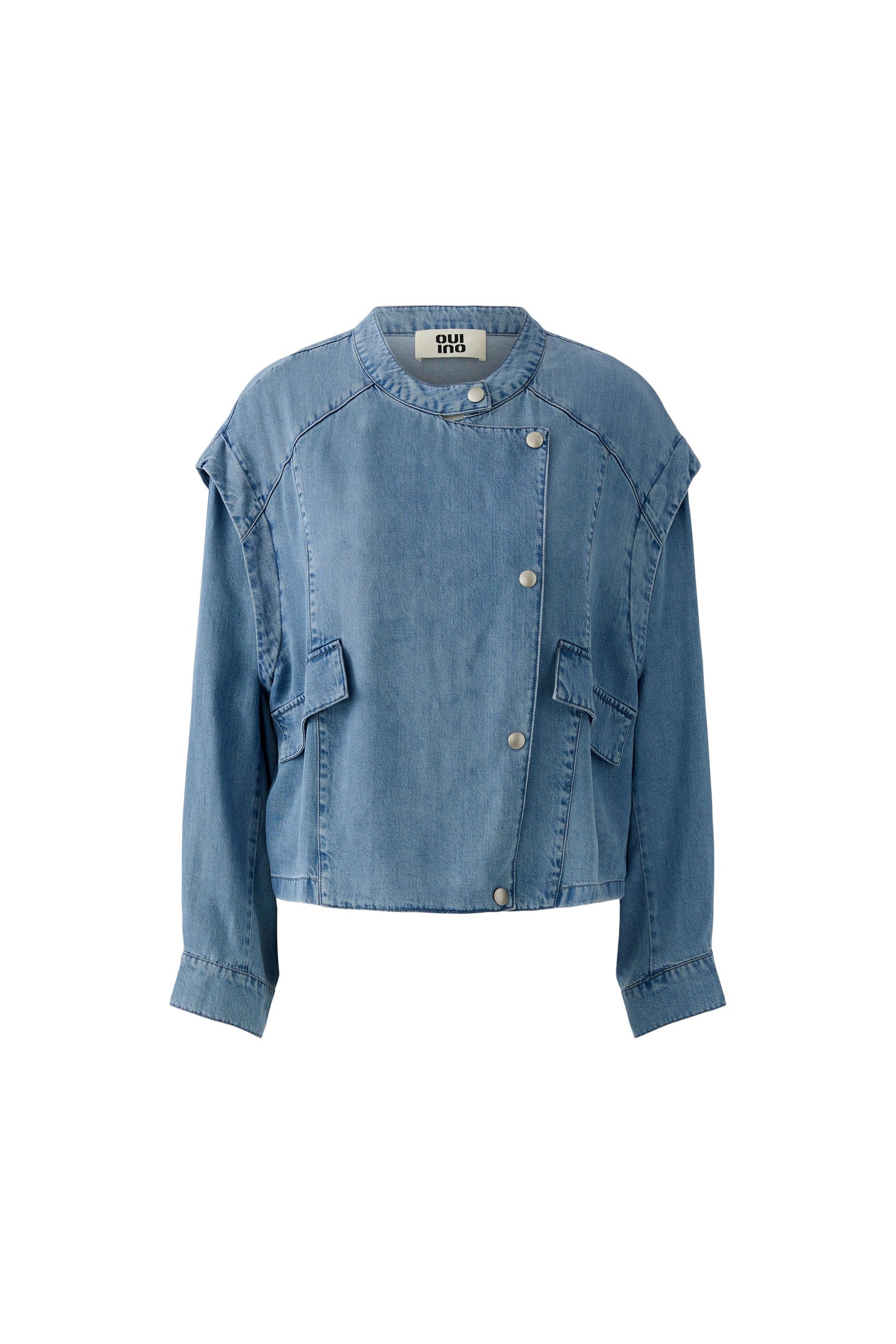 Oui Dark Blue Denim Biker Jacket