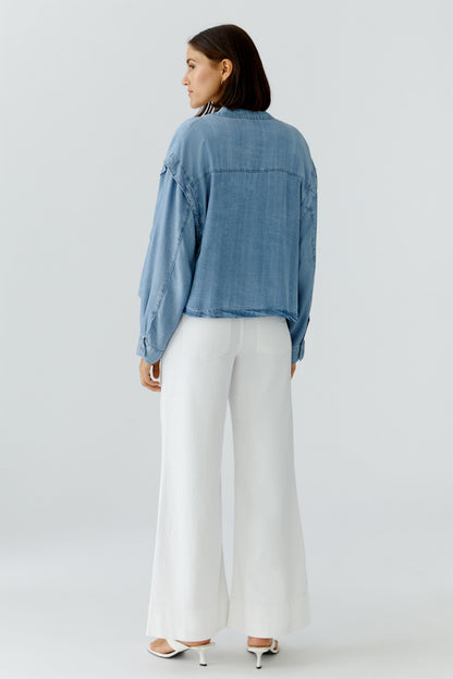 Oui Dark Blue Denim Biker Jacket