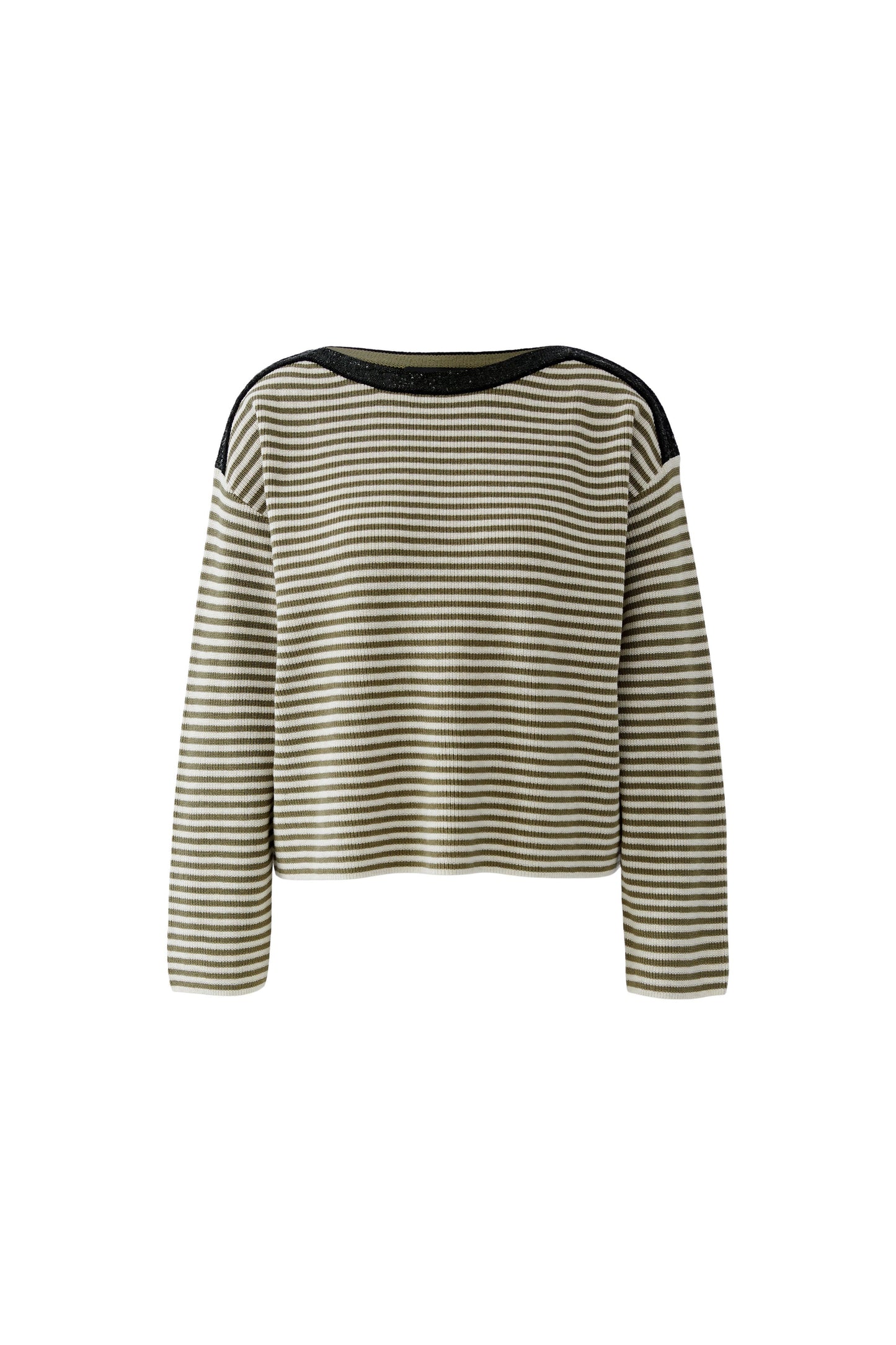 Oui White/Green Stripe Sequin Shoulder Jumper