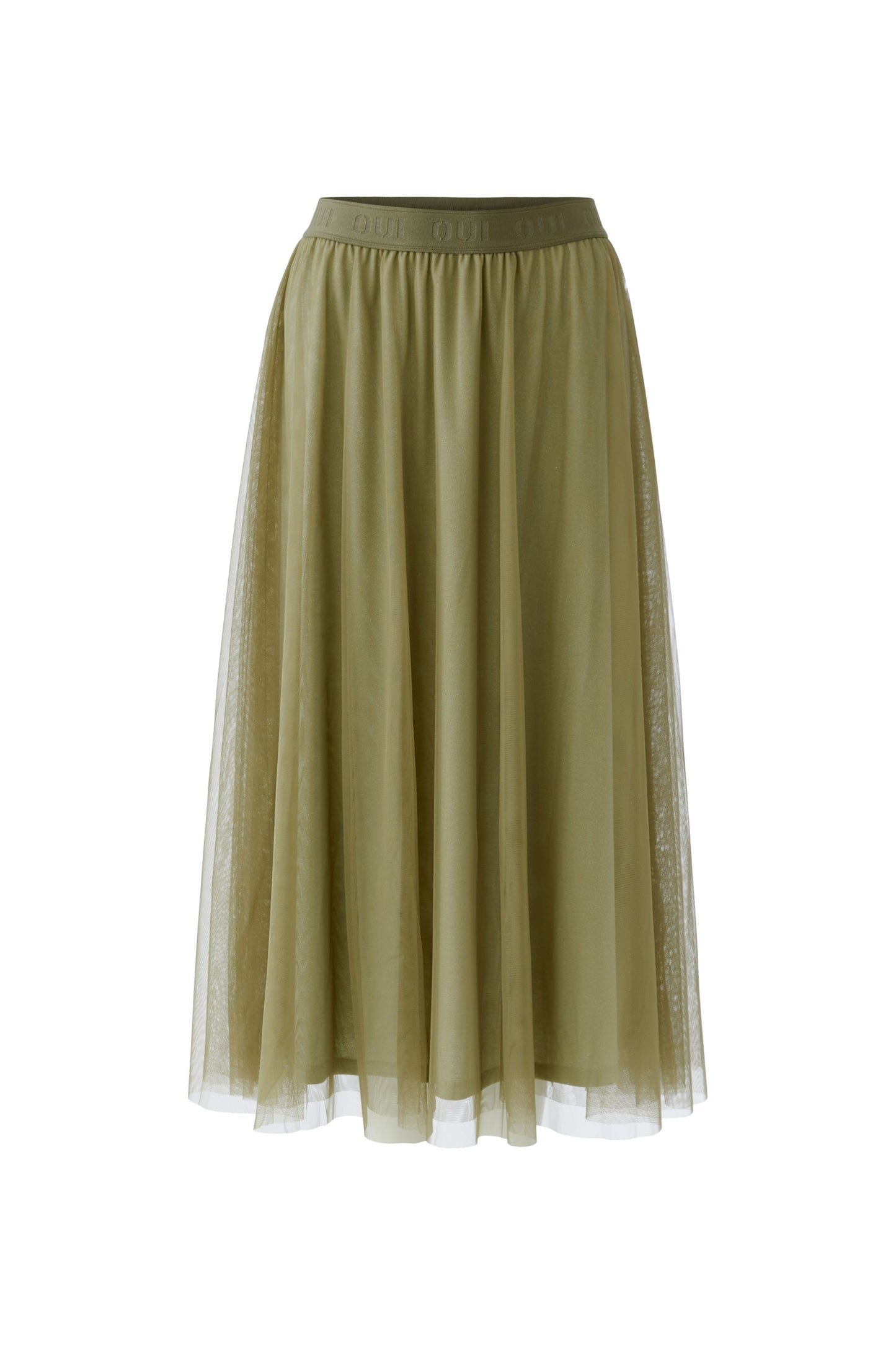 Oui Khaki Green Mesh Sparkle Skirt