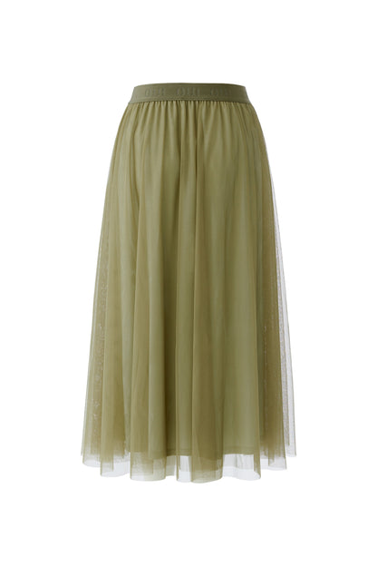 Oui Khaki Green Mesh Sparkle Skirt