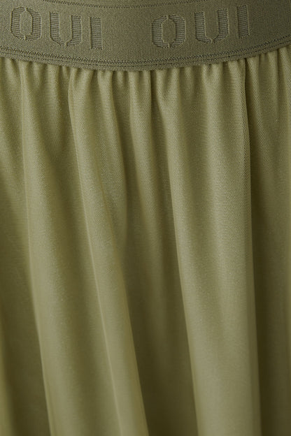 Oui Khaki Green Mesh Sparkle Skirt