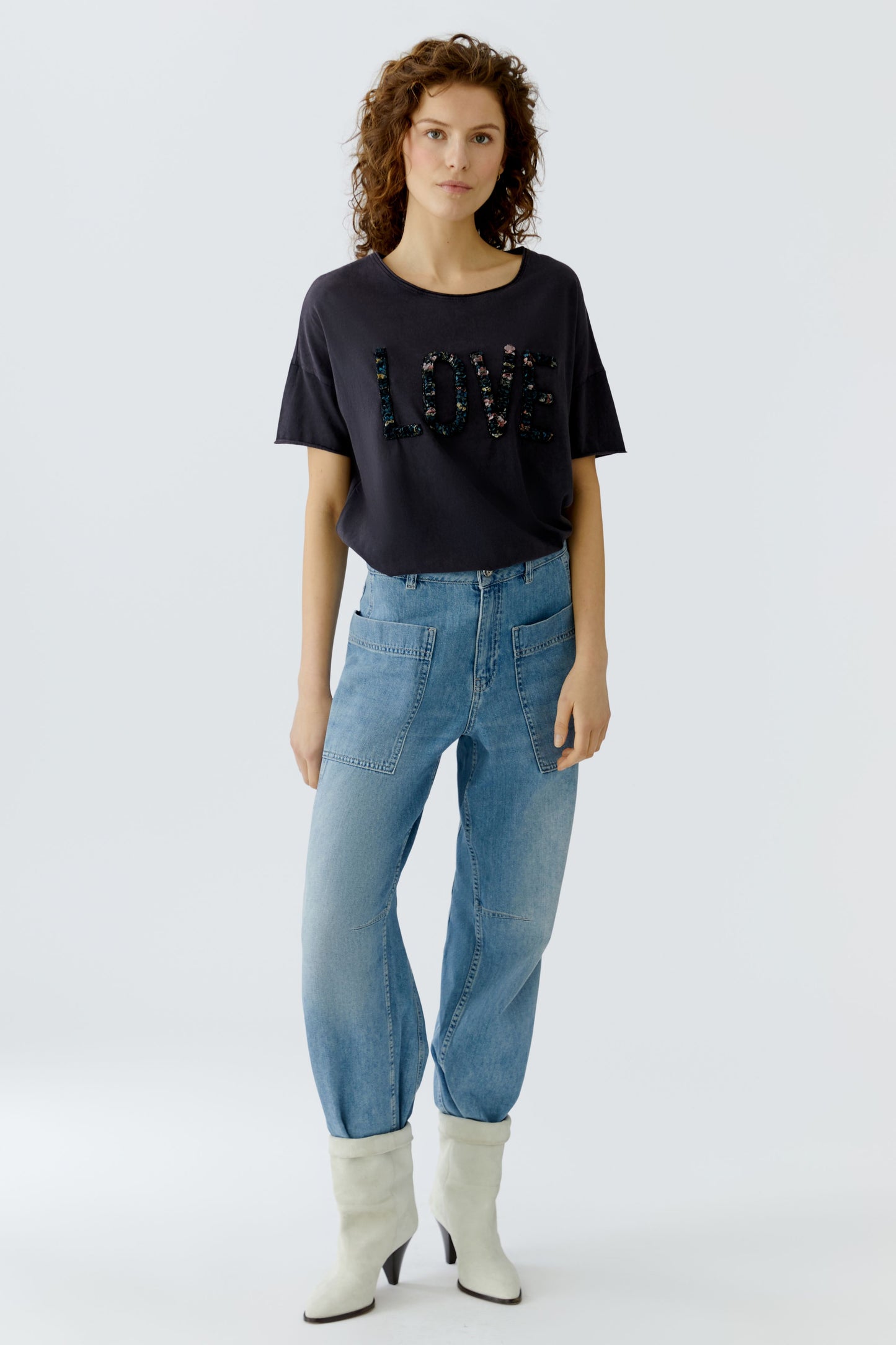 Oui Washed Out Black LOVE T-Shirt