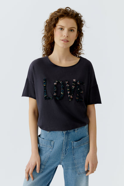 Oui Washed Out Black LOVE T-Shirt