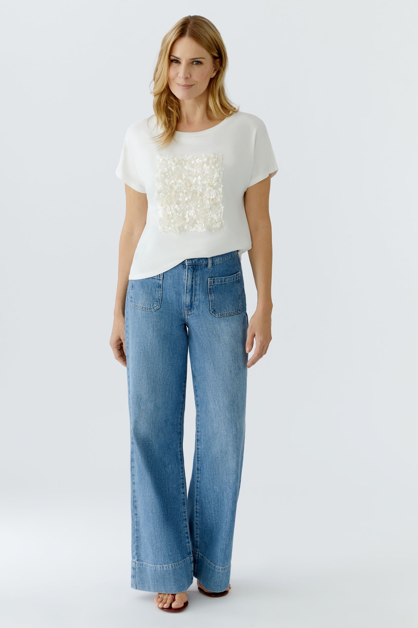 Oui Cloud Dancer Sequin T-Shirt